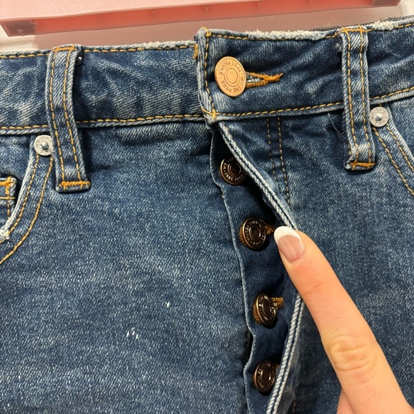 Free People Women’s CRVY Vintage Frayed Hem High Rise Shorts Lolita Blue - Picture 5 of 9